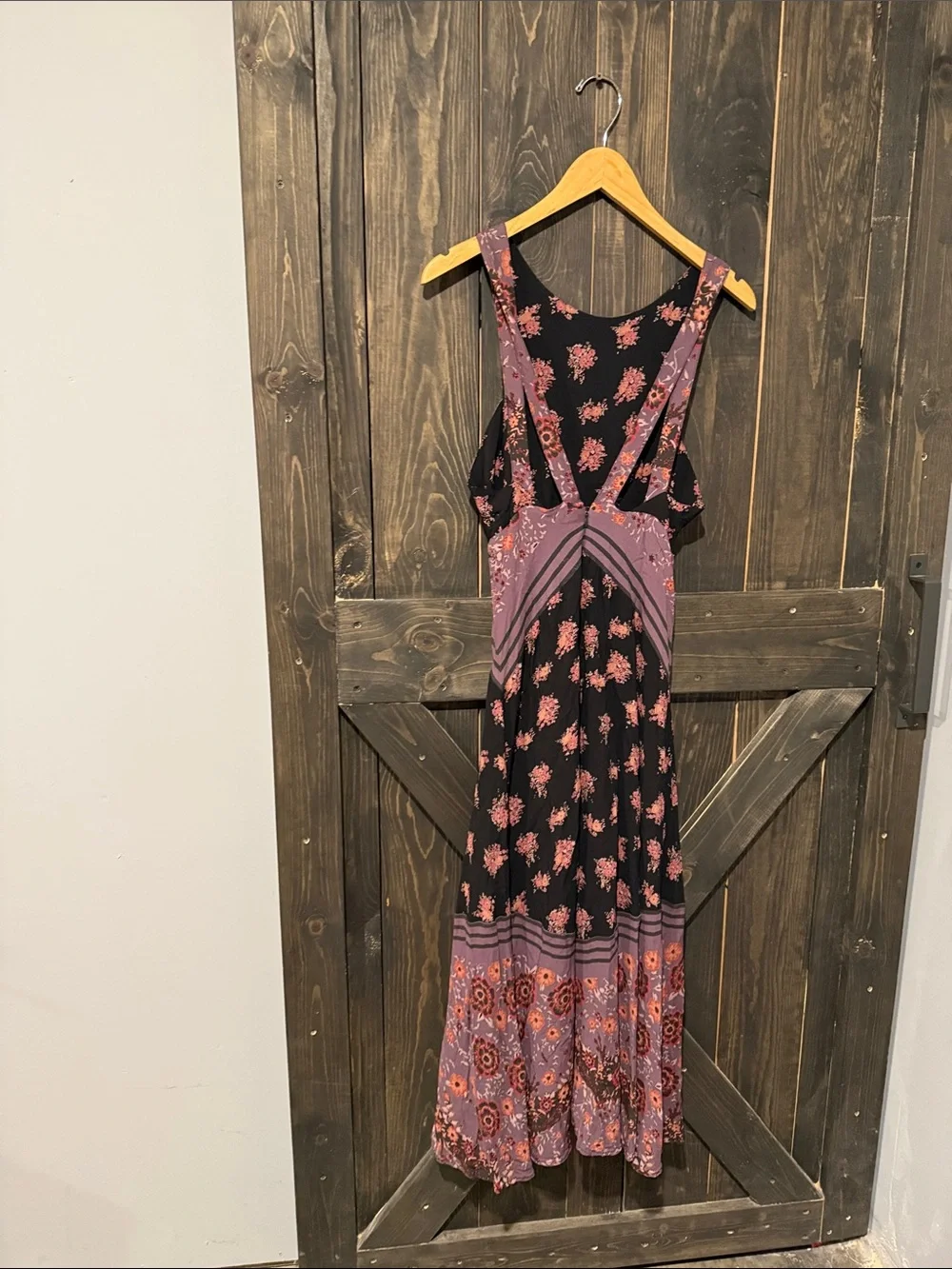 Free People Purple and Black Floral Maxi Dress